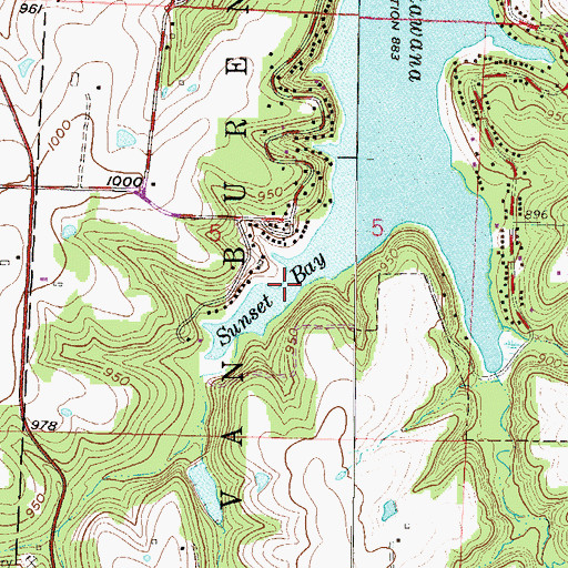 Topographic Map of Sunset Bay, MO