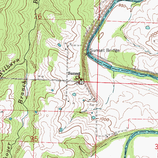 Topographic Map of Sunset Church, MO
