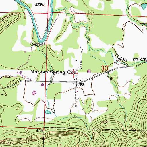 Topographic Map of Morgan Spring Church, AR