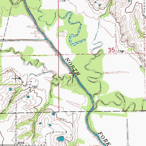 Topographic Map of Surratt Creek, MO