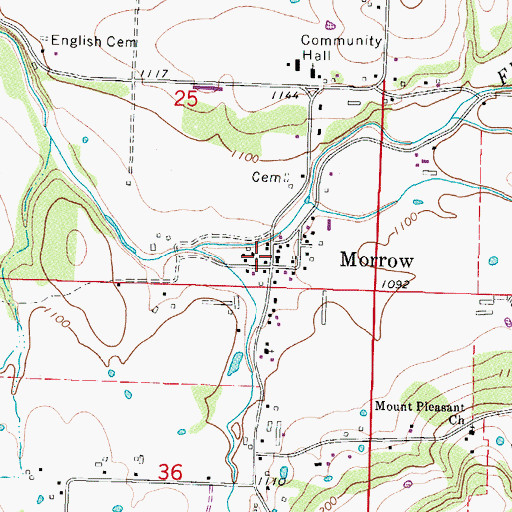 Topographic Map of Morrow, AR