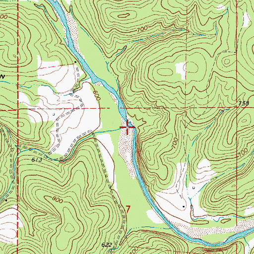 Topographic Map of Sutton Creek, MO