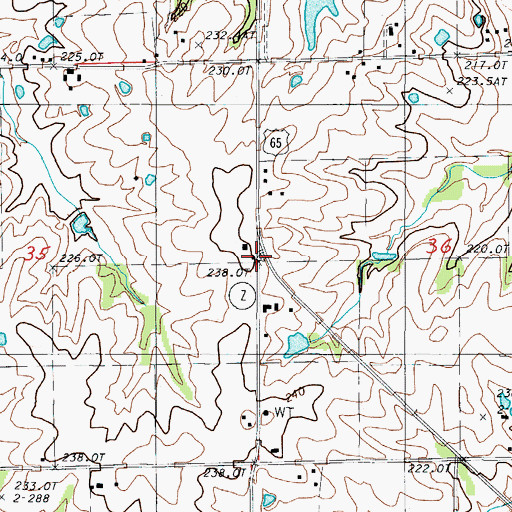 Topographic Map of Swain School (historical), MO