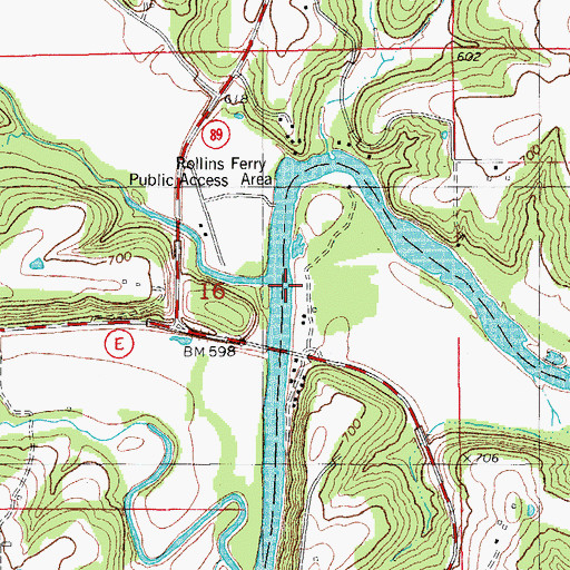 Topographic Map of Swan Creek, MO