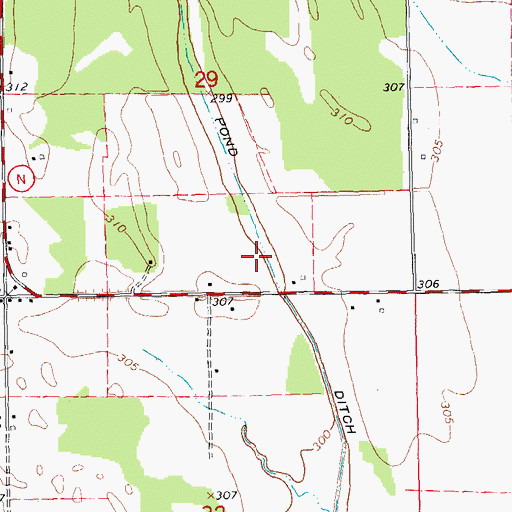 Topographic Map of Swan Pond Ditch, MO