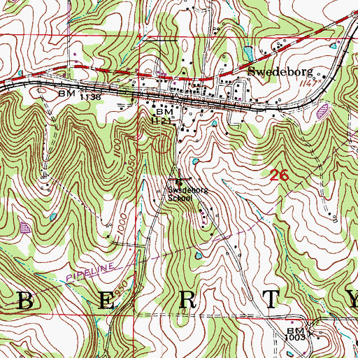 Topographic Map of Swedeborg School, MO