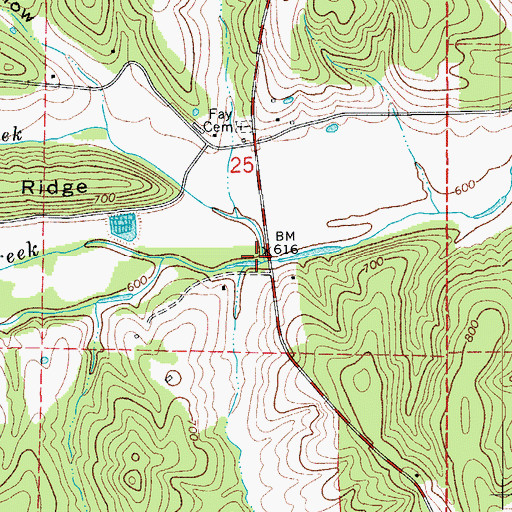 Topographic Map of Sweeten Creek, MO