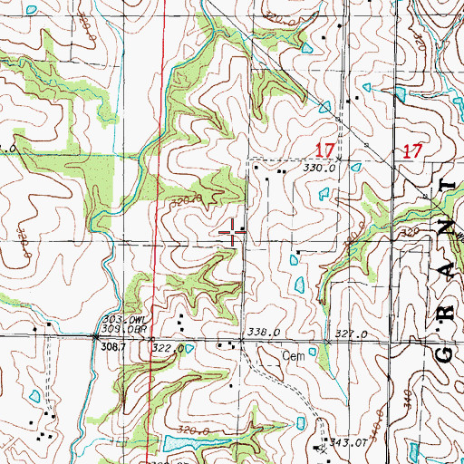 Topographic Map of Swinford School, MO