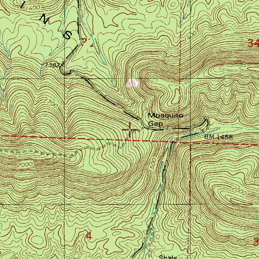 Topographic Map of Mosquito Gap, AR