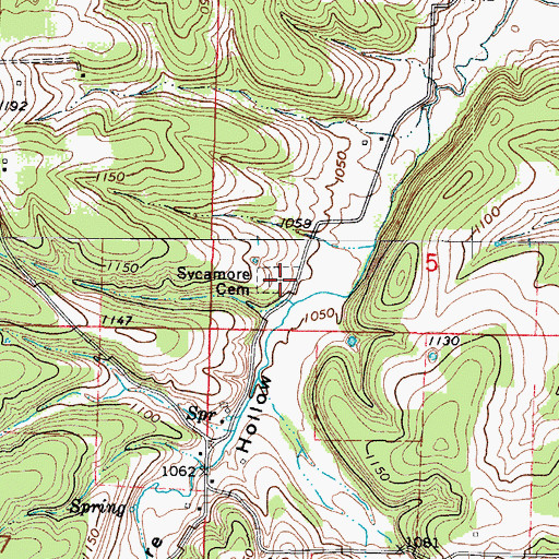 Topographic Map of Sycamore Cemetery, MO