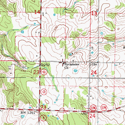 Topographic Map of Sycamore Church, MO