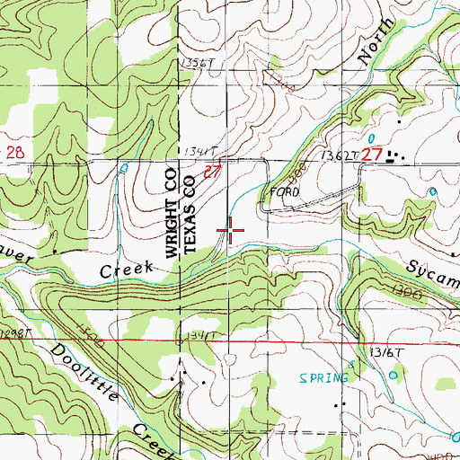 Topographic Map of Sycamore Creek, MO