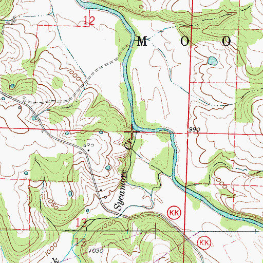 Topographic Map of Sycamore Creek, MO
