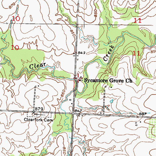 Topographic Map of Sycamore Grove Church, MO