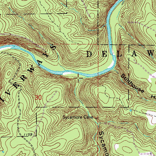 Topographic Map of Sycamore Hollow, MO