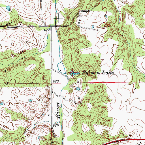 Topographic Map of Sylvan Lake, MO