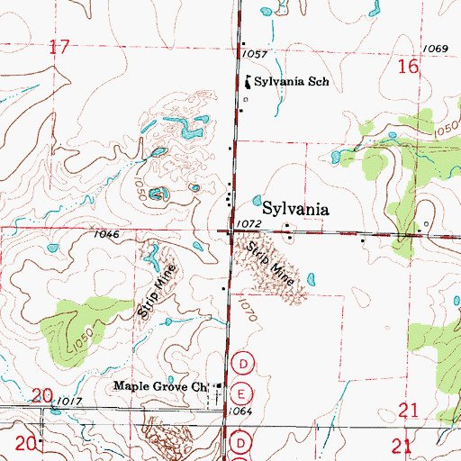 Topographic Map of Sylvania, MO