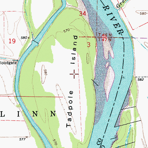 Topographic Map of Tadpole Island, MO