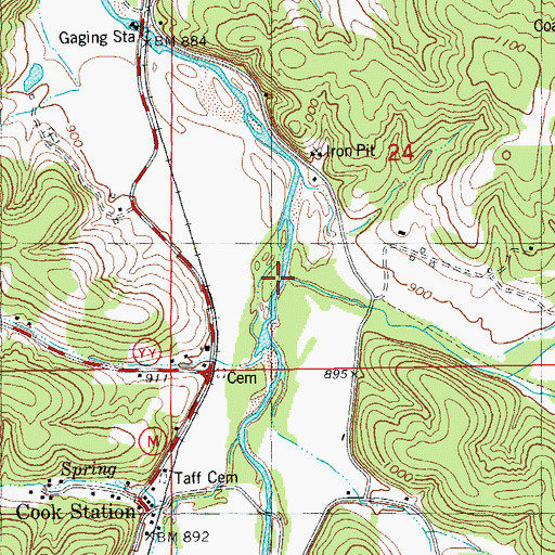 Topographic Map of Taff Branch, MO