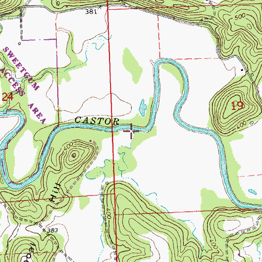 Topographic Map of Talley Branch, MO