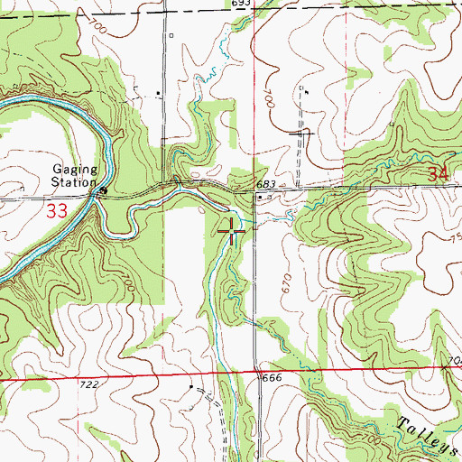 Topographic Map of Talleys Branch, MO