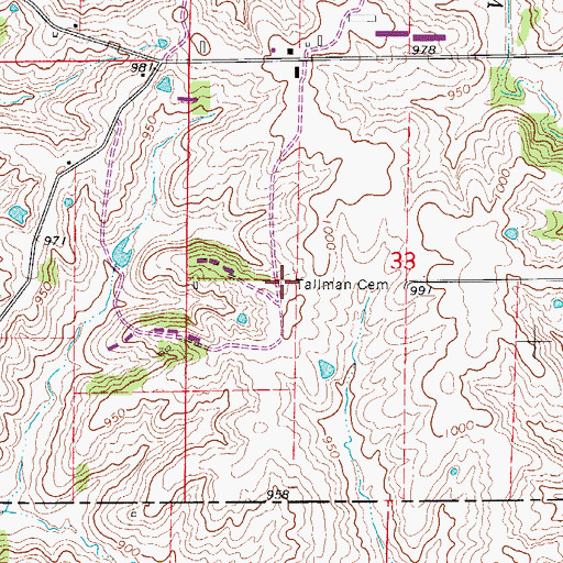 Topographic Map of Tallman Cemetery, MO