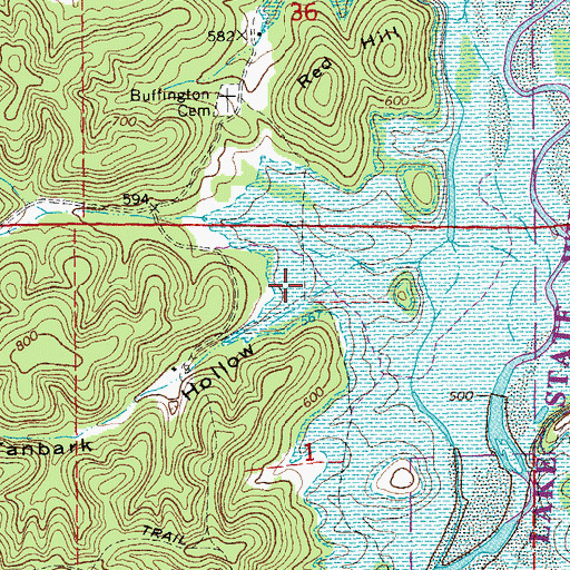 Topographic Map of Tanbark Hollow, MO