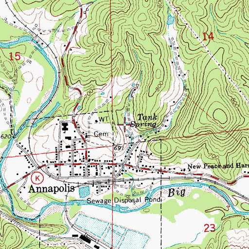 Topographic Map of Tank Spring, MO