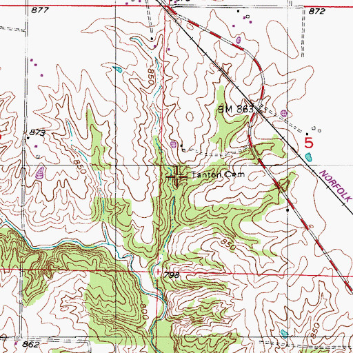 Topographic Map of Tanton Cemetery, MO