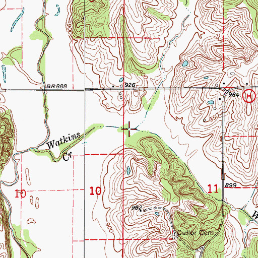 Topographic Map of Tanyard Branch, MO