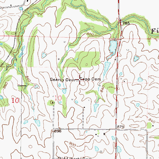 Topographic Map of Tapp Cemetery, MO