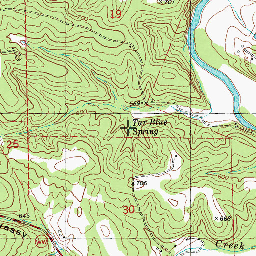 Topographic Map of Tar Blue Spring, MO