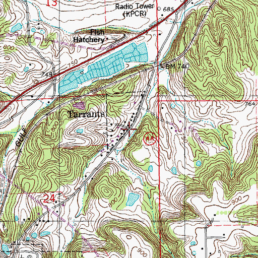 Topographic Map of Tarrants, MO