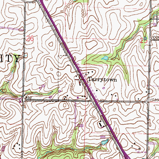 Topographic Map of Tarrytown, MO