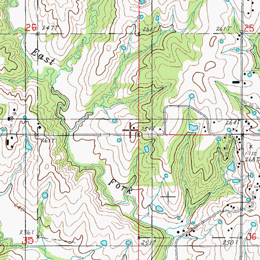 Topographic Map of Tate School, MO