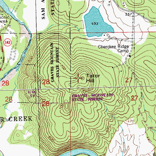 Topographic Map of Tater Hill, MO