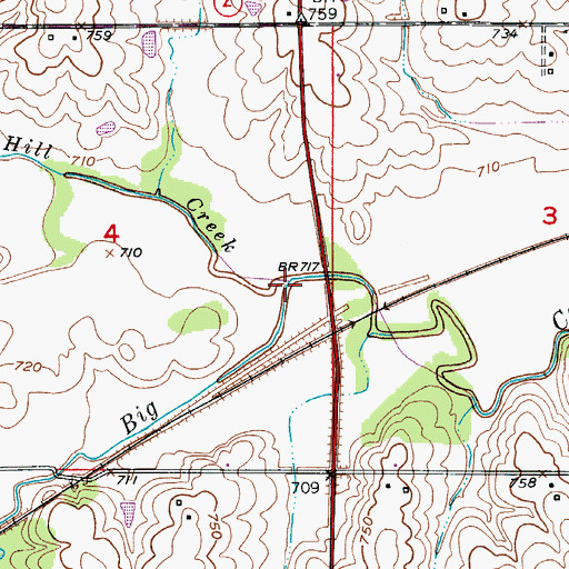 Topographic Map of Tater Hill Creek, MO