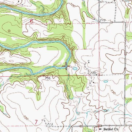 Topographic Map of Tattys Creek, MO