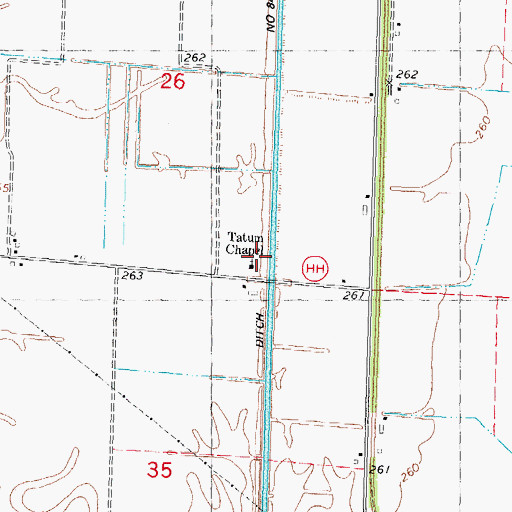 Topographic Map of Tatum Chapel, MO