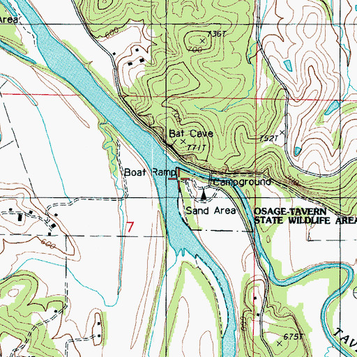 Topographic Map of Tavern Creek, MO