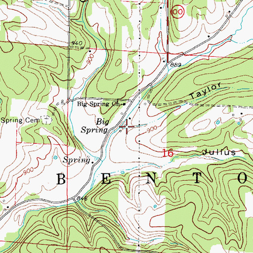 Topographic Map of Taylor Hollow, MO