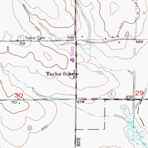Topographic Map of Taylor School, MO