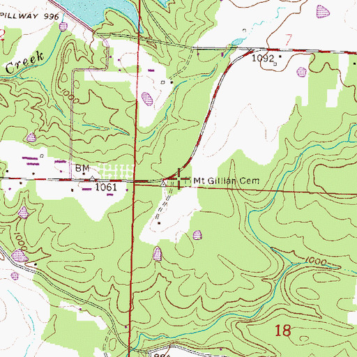 Topographic Map of Mount Gillian Cemetery, AR