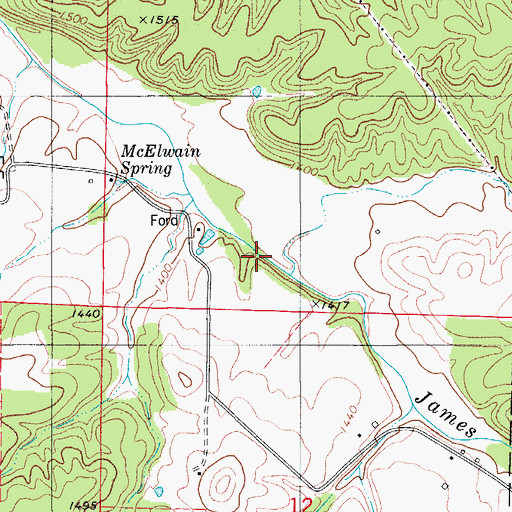 Topographic Map of Teague Creek, MO