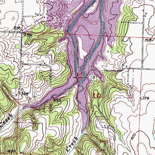 Topographic Map of Tebo Church, MO