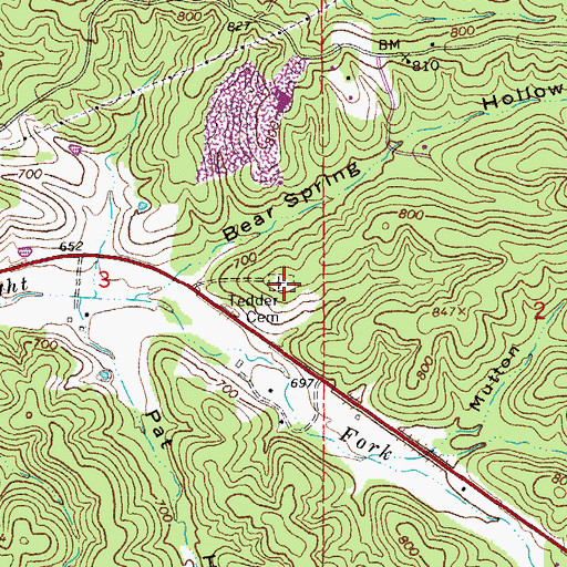 Topographic Map of Tedder Cemetery, MO