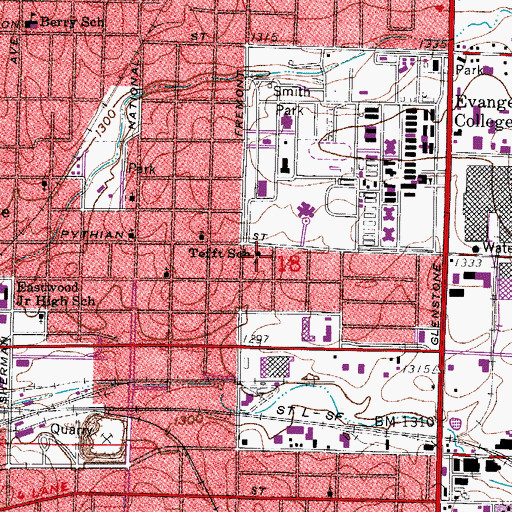 Topographic Map of Teft School, MO