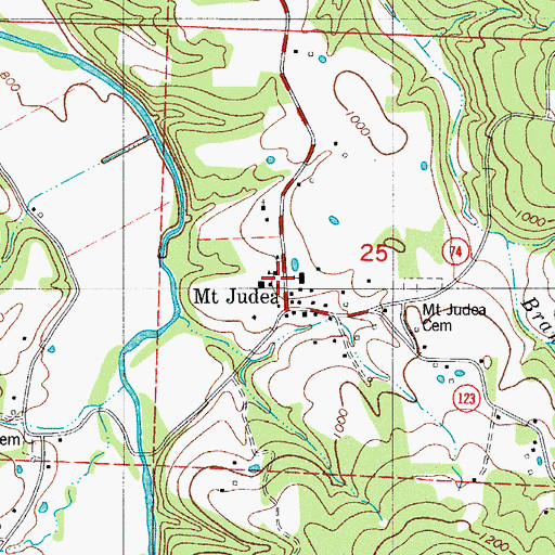 Topographic Map of Mount Judea, AR