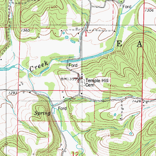 Topographic Map of Temple Hill Church (historical), MO