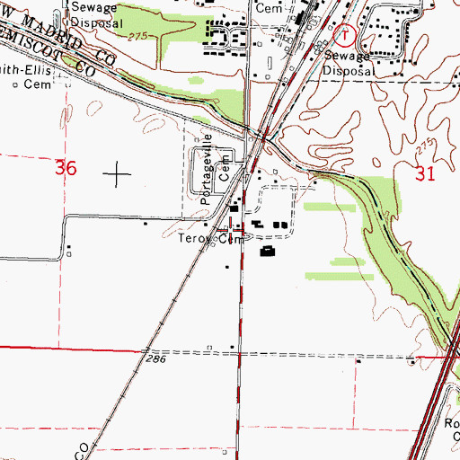 Topographic Map of Teroy Cemetery, MO